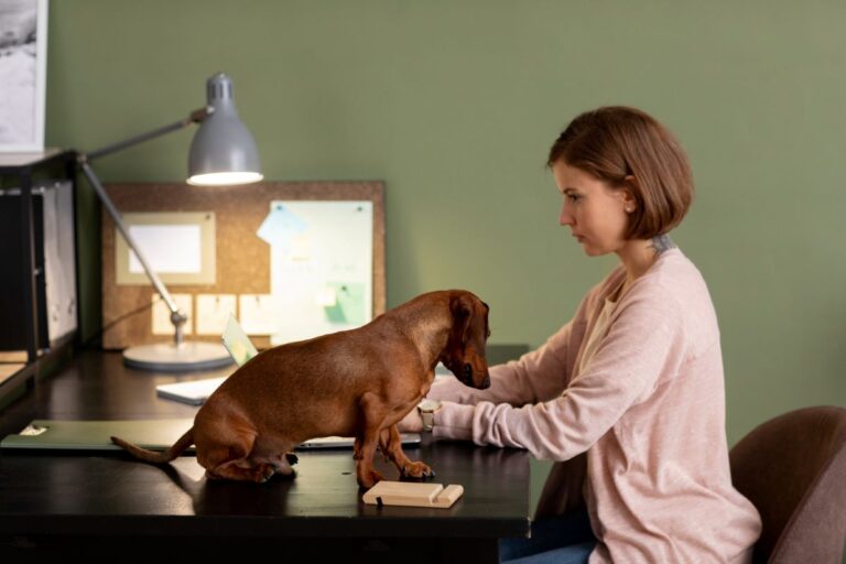 Chien sur table