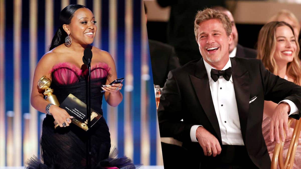 <strong>Golden Globes 2023 : Quinta Brunson, en voyant Brad Pitt, s’est coupée net dans son discours</strong>